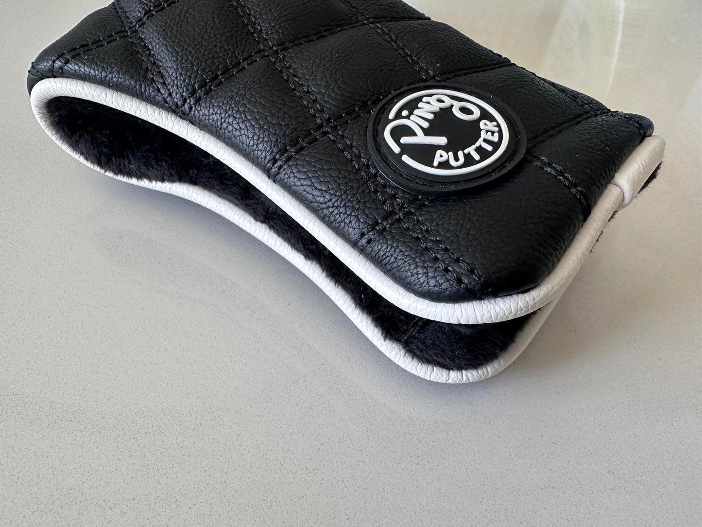 New Ping Universal Quilted Premium Leather Black Putter Headcover - Magnet Closure