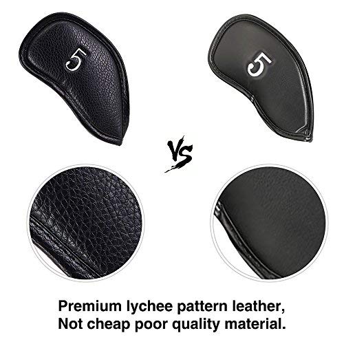 CRAFTSMAN GOLF 12pcs Thick Synthetic Leather Golf Iron Head Covers Set Headcover Fit All Brands Callaway, Ping, Taylormade, Cobra,Etc.