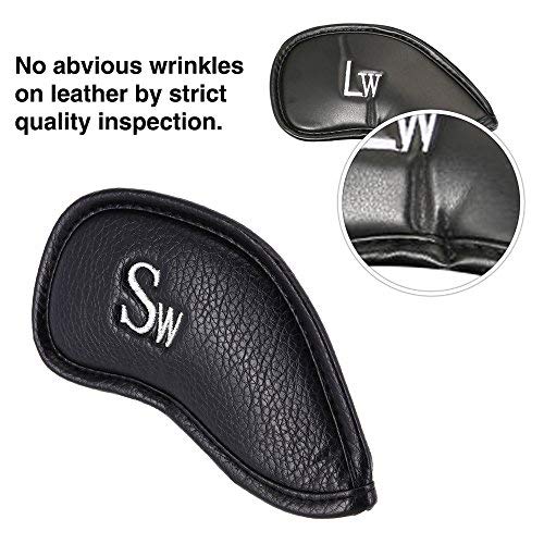 CRAFTSMAN GOLF 12pcs Thick Synthetic Leather Golf Iron Head Covers Set Headcover Fit All Brands Callaway, Ping, Taylormade, Cobra,Etc.