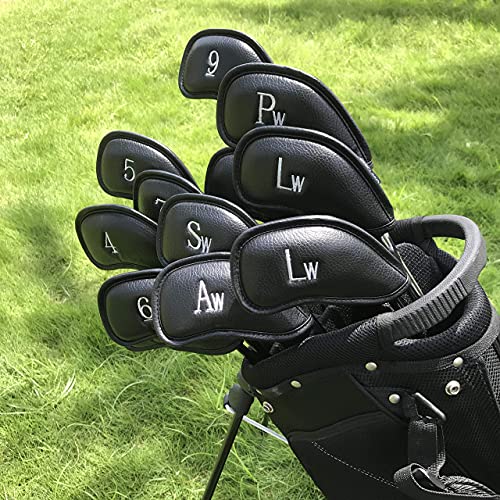 CRAFTSMAN GOLF 12pcs Thick Synthetic Leather Golf Iron Head Covers Set Headcover Fit All Brands Callaway, Ping, Taylormade, Cobra,Etc.