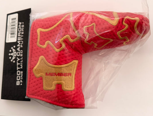 New Scotty Cameron 2026 Club Cameron Blade Putter Headcover, Red and Gold Leather, Cover Only