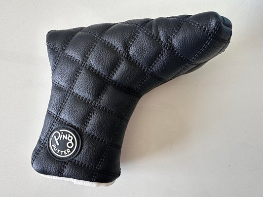 New Ping Universal Quilted Premium Leather Black Putter Headcover - Magnet Closure