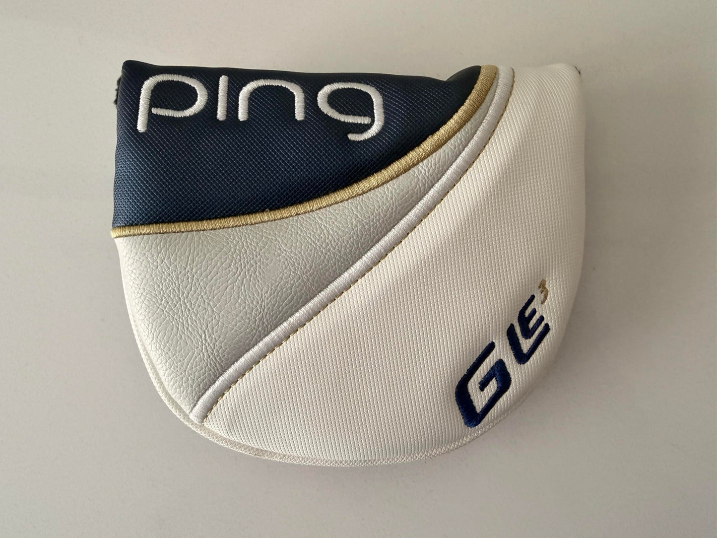 New PING GLE3 Mallet Putter Golf Blue/White Headcover - G LE3 Cover w/Magnetic Closure