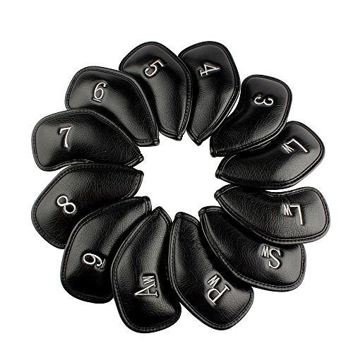 CRAFTSMAN GOLF 12pcs Thick Synthetic Leather Golf Iron Head Covers Set Headcover Fit All Brands Callaway, Ping, Taylormade, Cobra,Etc.